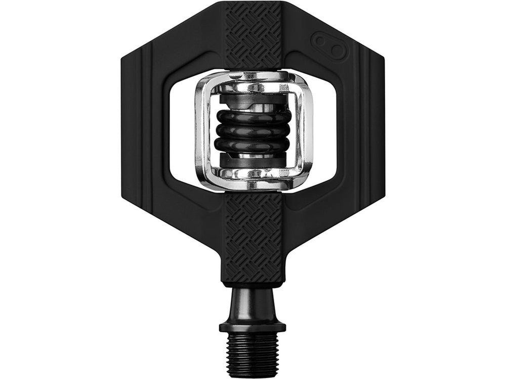 Crankbrothers Candy 1 pedaler i sort, designet til at forbedre greb og ydeevne på cyklen.