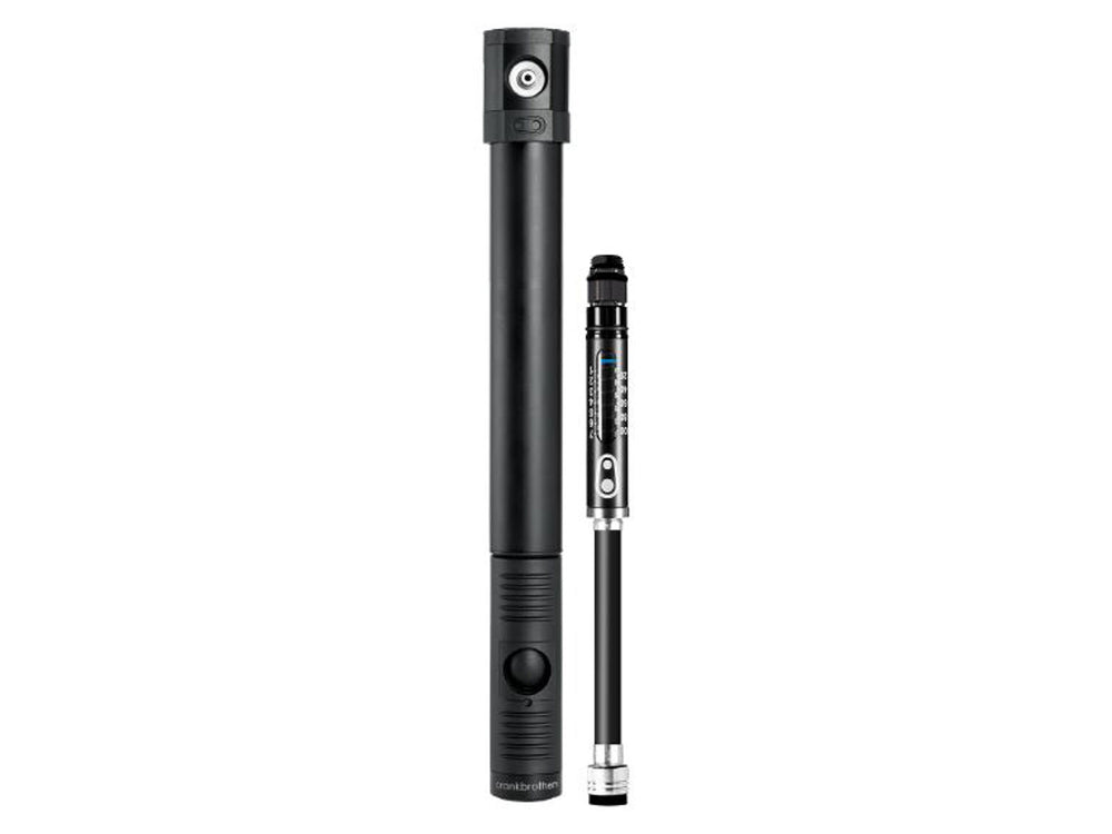 Billede af Crankbrothers Klic HV Gauge, en kompakt og præcis cykelpumpe med integreret trykmåler, designet til at være brugervenlig og effektiv til cykelentusiaster.