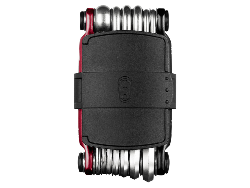 Billede af Crankbrothers M13 multi-tool i metal, der viser værktøjets kompakte design med forskellige værktøjsfunktioner til cykelture.