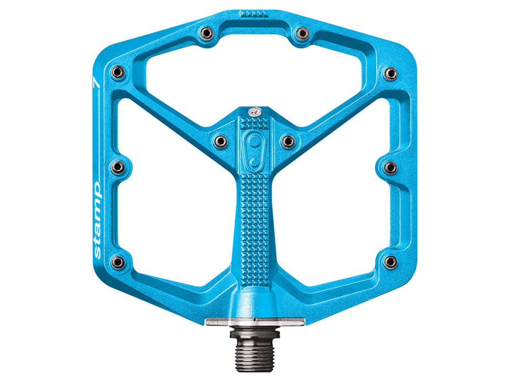 Billede af Crankbrothers Stamp 7 Large pedaler i sort, designet til mountainbiking med en bred platform for bedre støtte og greb.