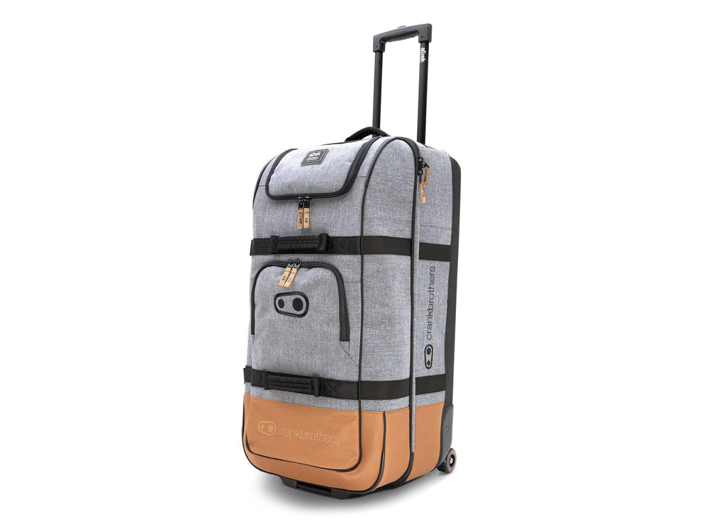 Crankbrothers CB + Albek Long Haul Roller Bag i sort og gummefarvet, ideel til cykeltransport med praktiske rum og holdbare materialer.