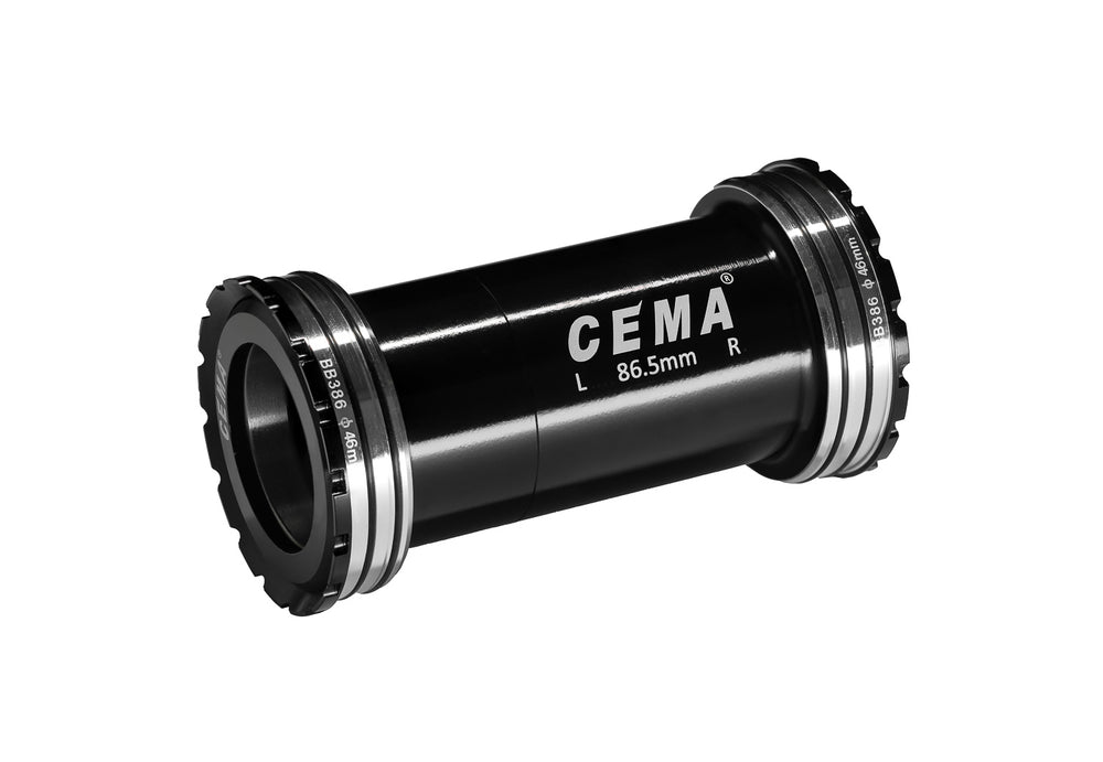Cema Krankboks BB386, Ø30 spindel Shimano, FSA, ROTOR, SRAM. Diameter 46 mm. Lejer i rustfrit stål. Rammebredde: 86,5 mm.