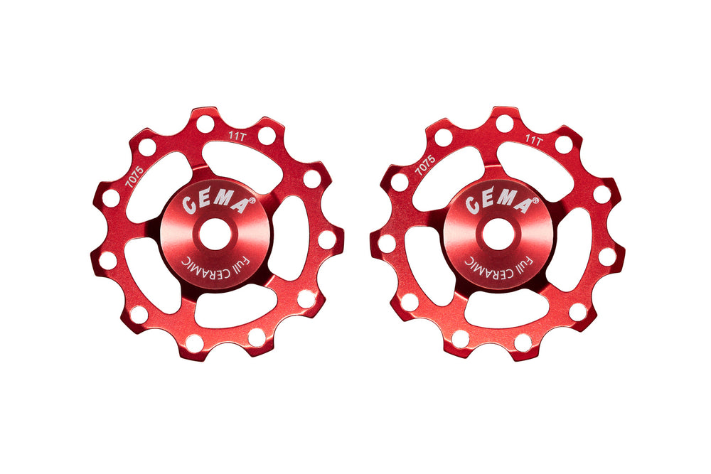 Kædeførerhjul Cema Aluminium Rød 11T Shim/Sram 9/10/11 Full Ceramic SRC-JW-R001-CF