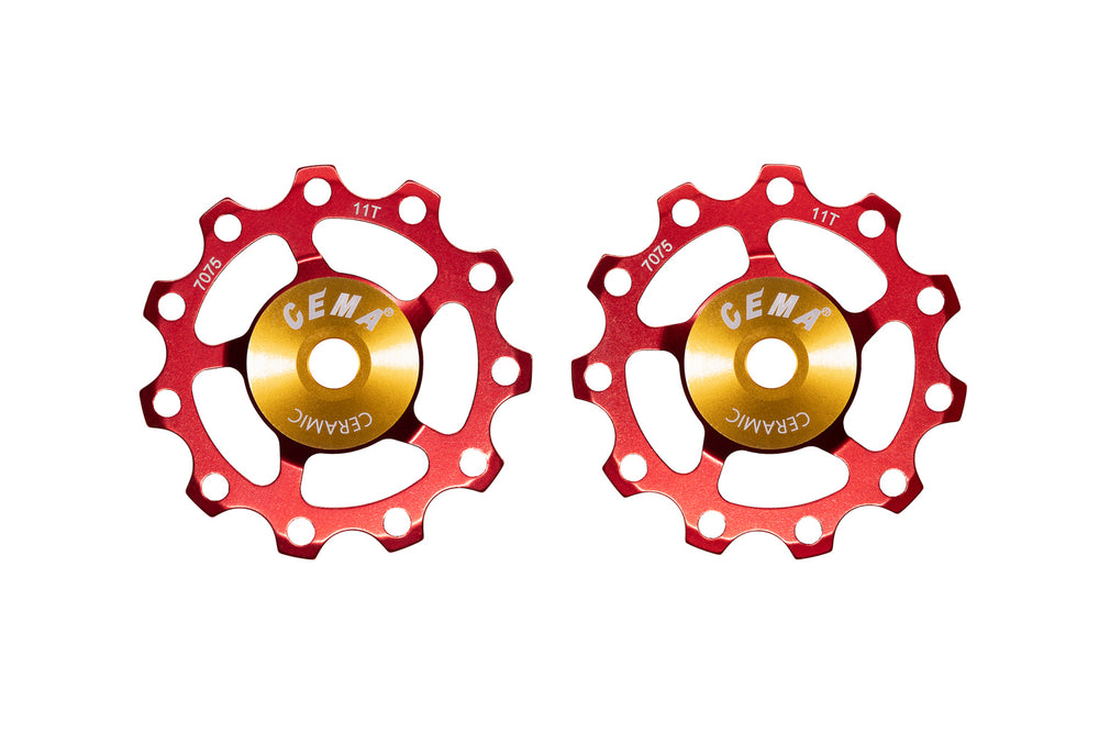 Kædeførerhjul Cema Aluminium Rød 11T Shim/Sram 9/10/11 Ceramic SRC-JW-R001