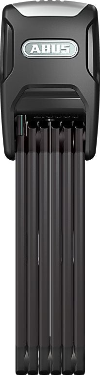 Sort cykellås med alarm, Foldel S 6000KA Bordo Alarm X-Plus, robust design, monteret på en cykel.