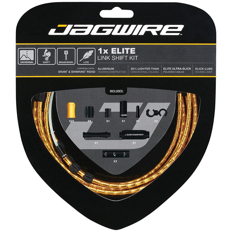 Jagwire 1x Elite Link gearkabelsæt 2300mm RoadMTB STS-EL wire guld