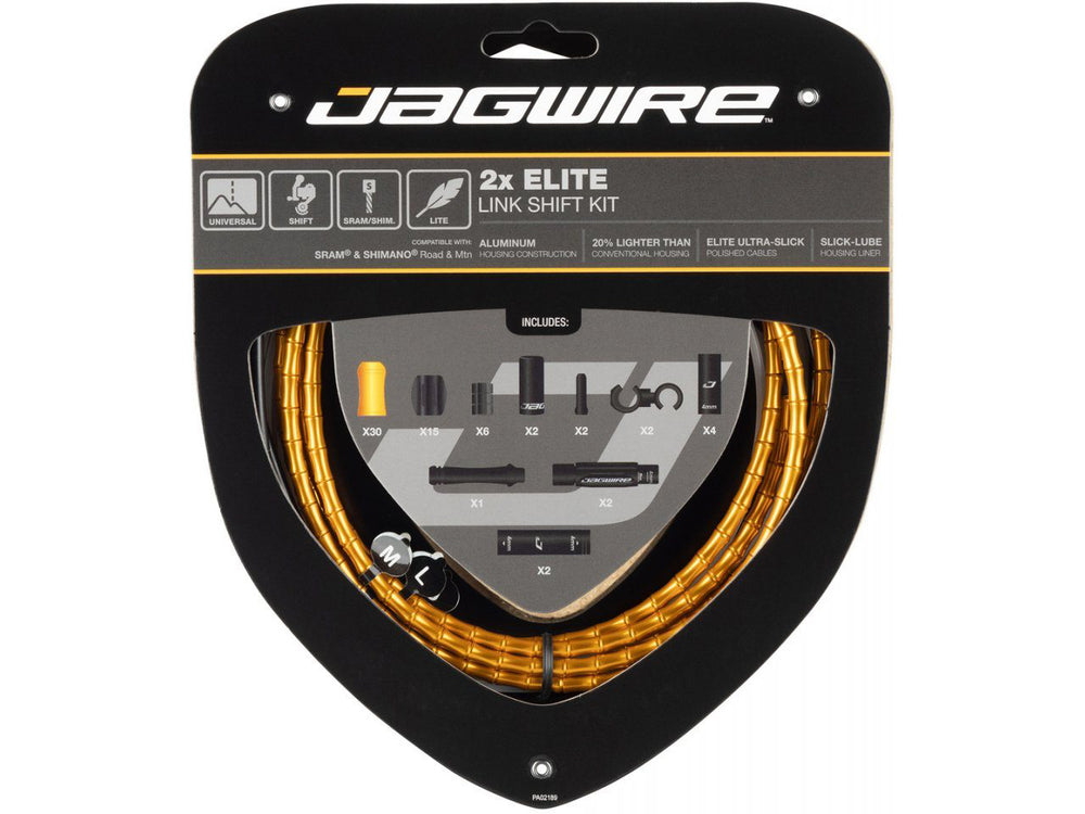 Jagwire 2x Elite Link gearkabelsæt 2300mm RoadMTB STS-EL wire guld