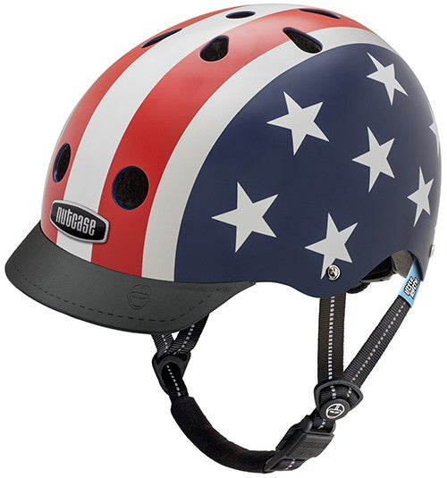 Cykelhjelm til børn, Nutcase Little Nutty GEN3 i designet Stars & Stripes, størrelse XS (48-52 cm).