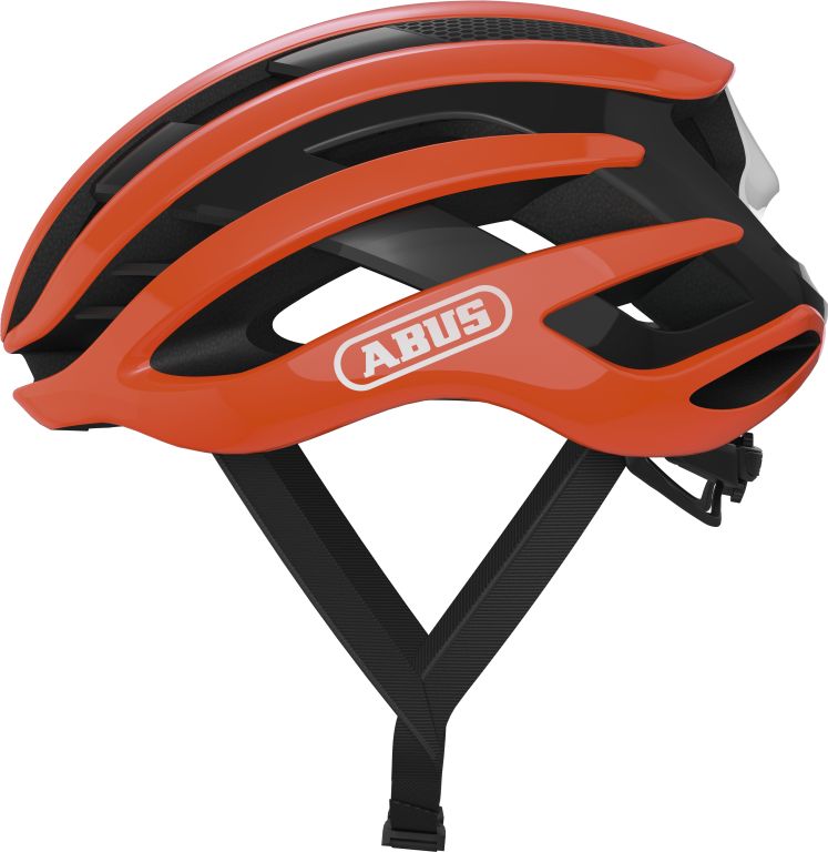 Cykelhjelm Abus Airbreaker Shrimp Orange - En orange cykelhjelm med moderne design og ventilationshuller.