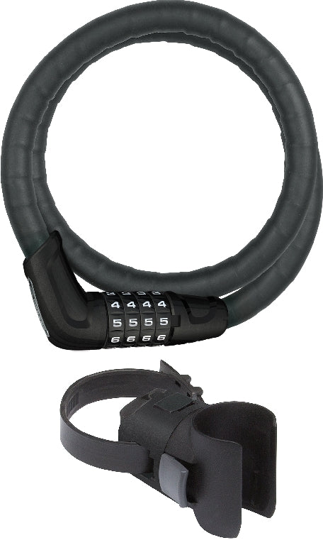 ABUS Steel-O-Flex 6615 Tresorflex Combo M lås med holder, sort cykellås med kombinationslås og fleksibel stålkabel.