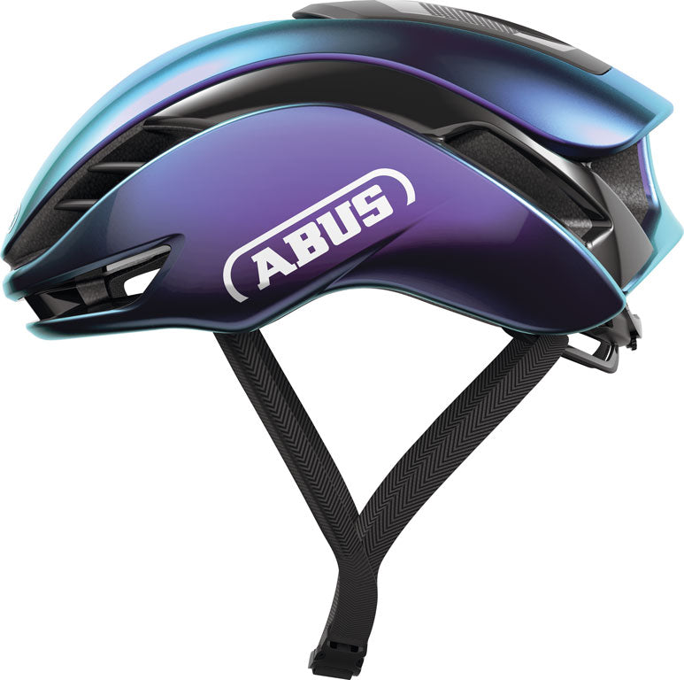 Billede af Abus GameChanger 2.0 Flip Flop Purple cykelhjelm i lilla nuancer, set fra siden.