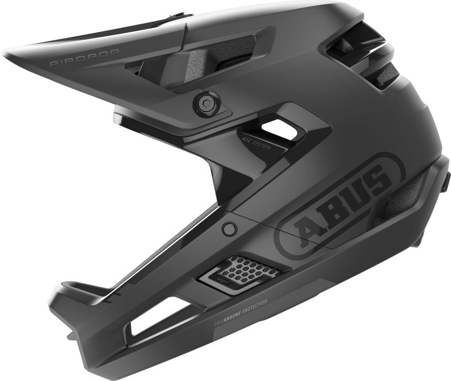 Sort cykelhjelm Abus Airdrop MIPS Quin i størrelse 52-58 cm, med glat overflade og justerbar rem.