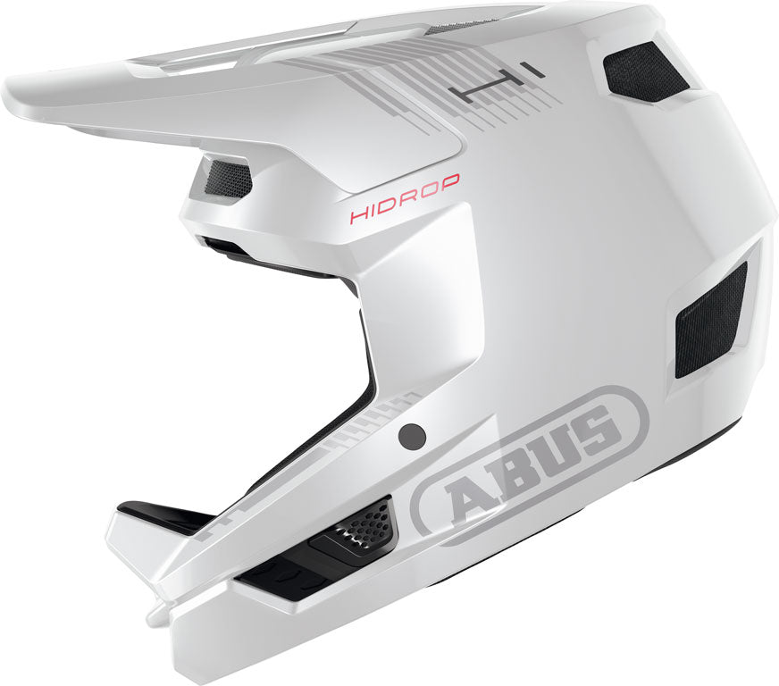 Hjelm Hidrop Shiny White: En skinnende hvid cykelhjelm med aerodynamisk design og justerbar rem.