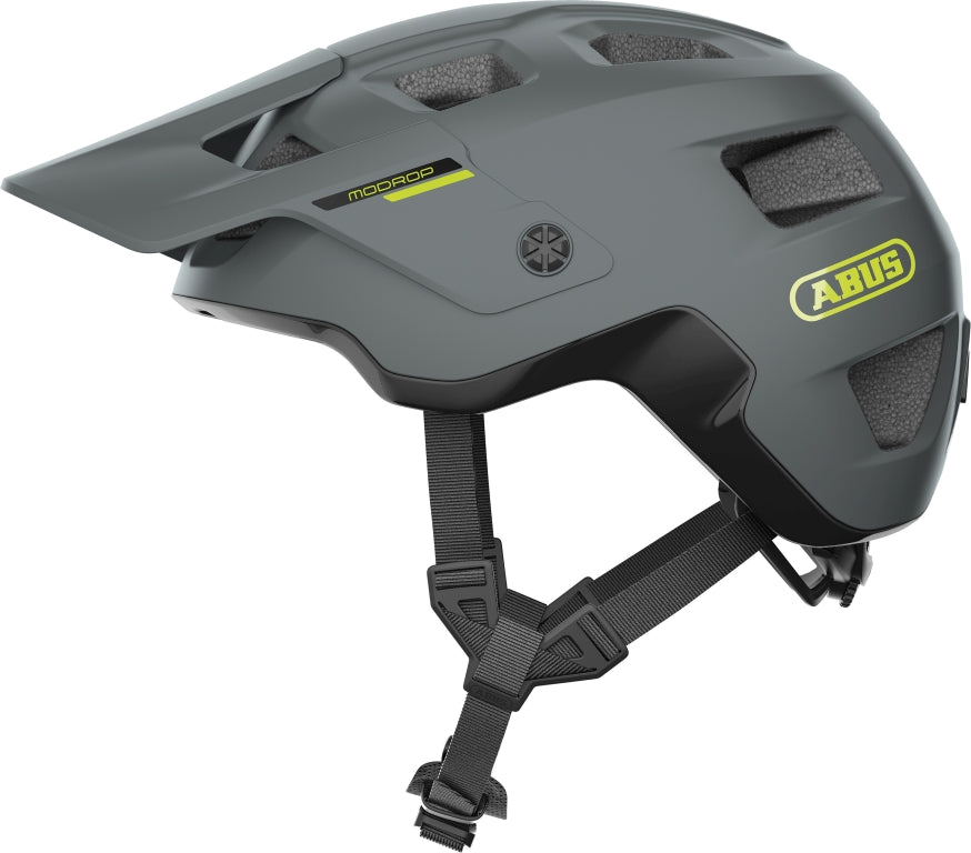 Cykelhjelm Abus Modrop Concrete Grey: En grå cykelhjelm med moderne design og ventilation, perfekt til sikker cykling.