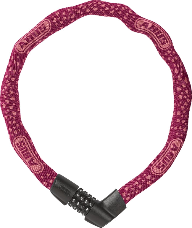 Abus kædelås 1385 Tresor Combo 75cm Cherry Heart, en robust kædelås med hjerte-design i kirsebærrød farve.