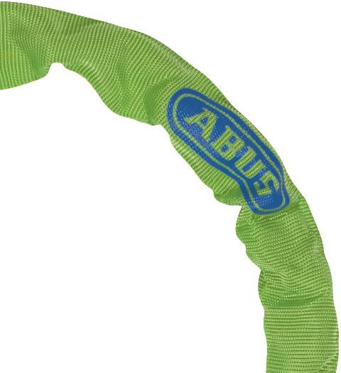 "ABUS kædelås 4804 Combo Lime" i limegrøn farve, der ligger på en hvid baggrund.
