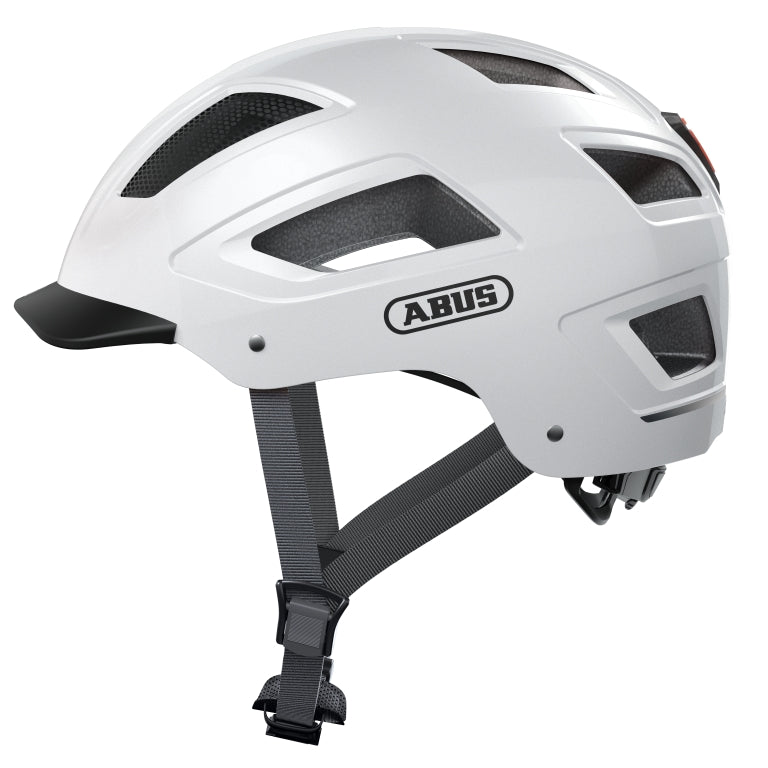 Cykelhjelm Abus Hyban 2.0 Polar White: En hvid cykelhjelm med moderne design og ventilation, perfekt til sikker cykling.