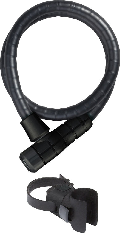 ABUS Steel-O-Flex 6615 Microflex med holder, sort cykellås med fleksibel stålkonstruktion og praktisk monteringsholder.