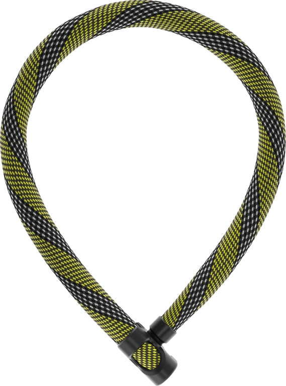 Abus kædelås 7210 IvyTex 85cm Racing Yellow - Billede af en gul Abus kædelås 7210 IvyTex på 85 cm i længde.