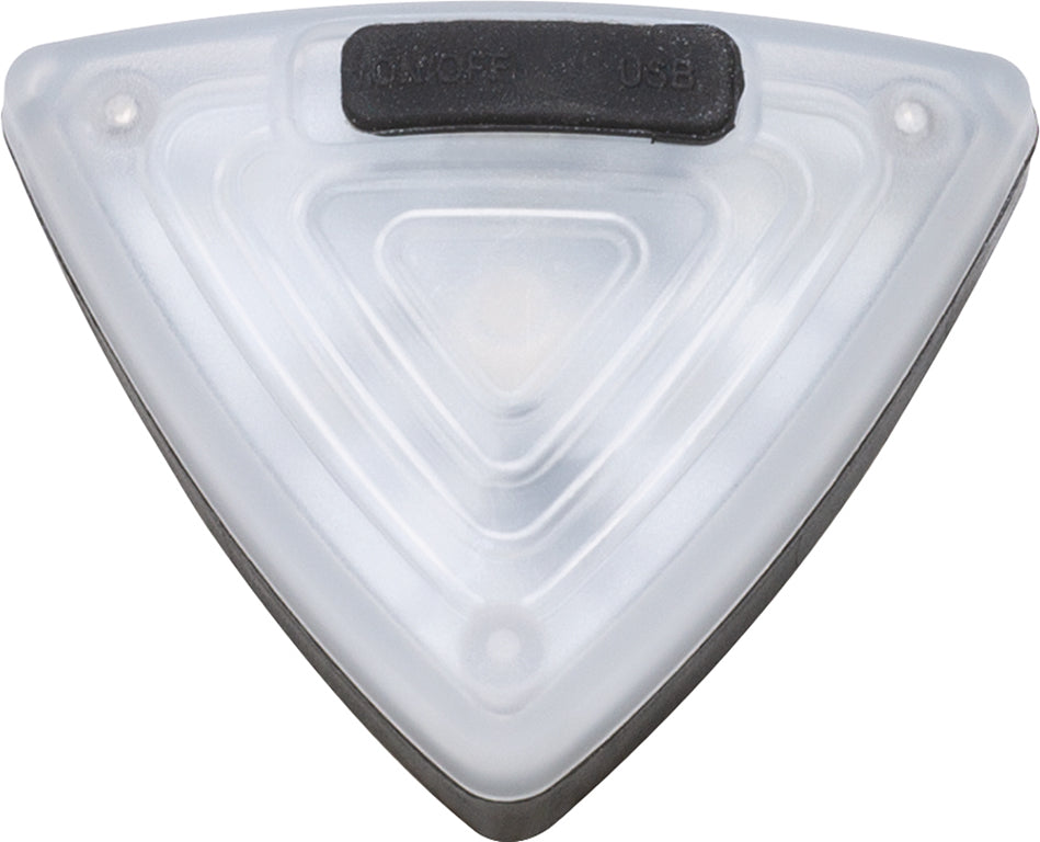 LED-lygte til Pedelec 2.0 USB: En sort LED-cykellygte monteret på en cykelstyr, med USB-opladningsport.