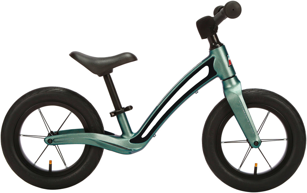 Cykel Motobecane Roadie Lobecykel 12" matblå med hvid, set fra siden med tydelige detaljer.