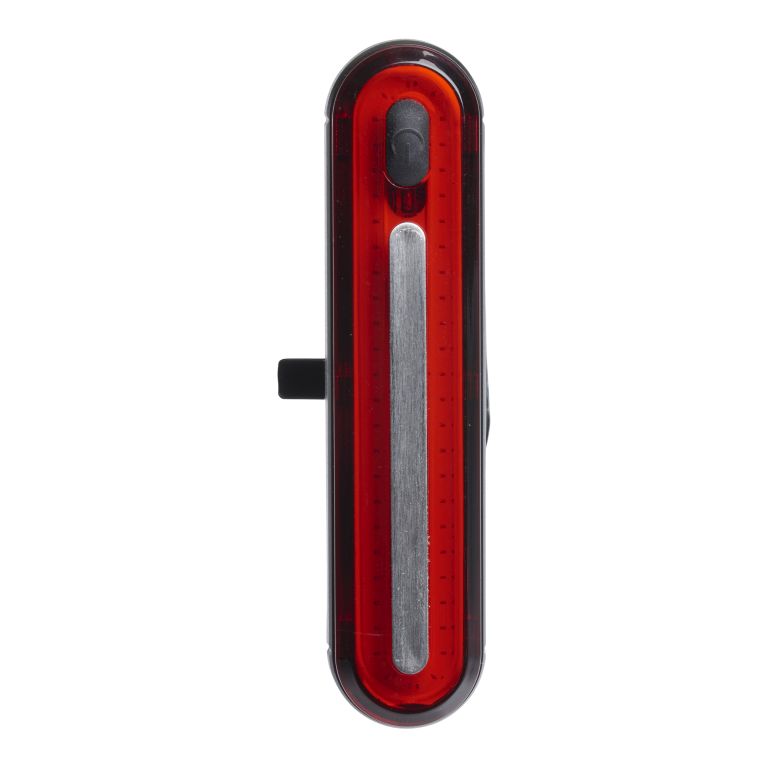 Produktbillede af baglygte Abus Gemini 240 Lumen, USB genopladelig, monteret på en cykel.