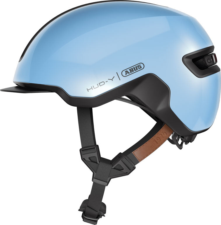 Produktbillede af Hjelm Hud-Y Iced Blue, en stilfuld cykelhjelm i isblå farve med moderne design.