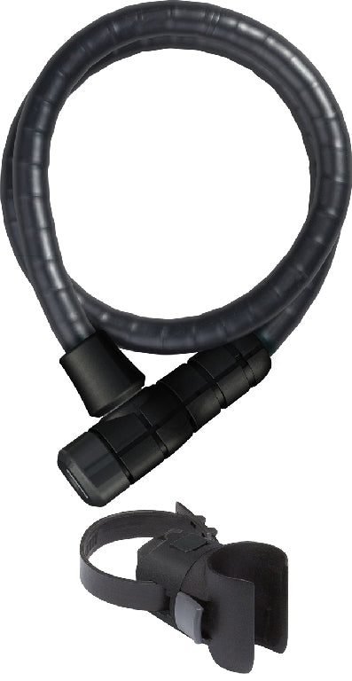ABUS Steel-O-Flex 6615 Microflex M Holder cykellås i sort med fleksibel stålkonstruktion og praktisk holder.