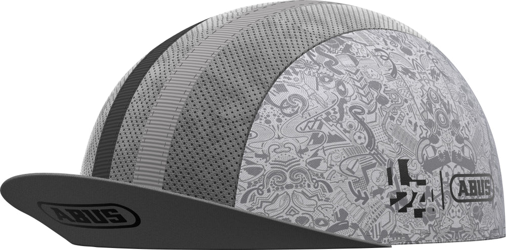 Hvid italiensk racekasket med sort skrift og striber, produktnavn: Race Cap Italian White.
