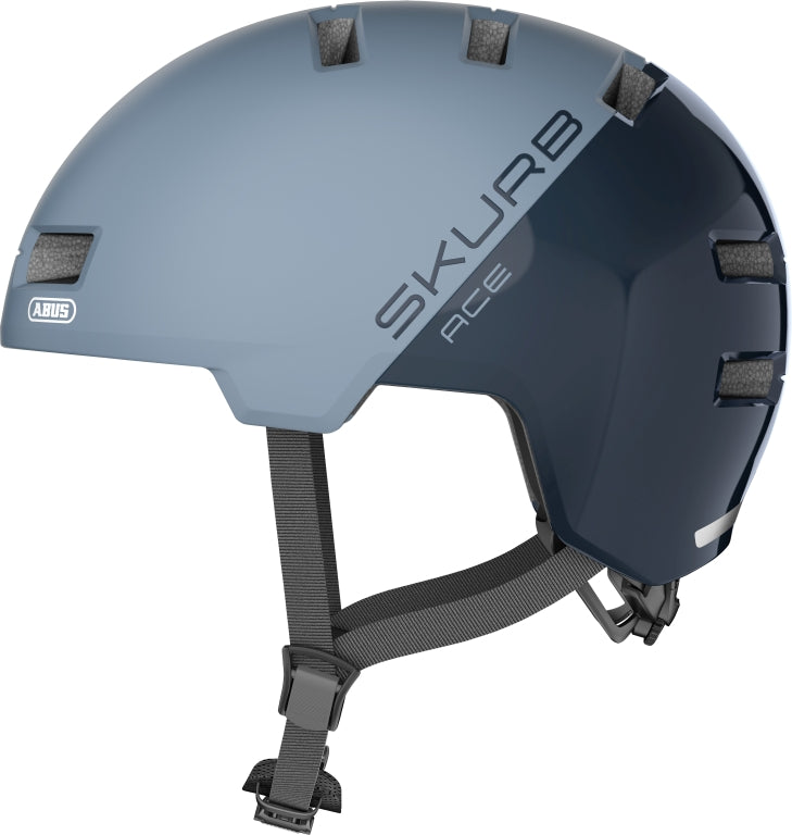 Cykelhjelm Abus Skurb Ace Glacier Blue: En stilfuld, lyseblå cykelhjelm med moderne design og ventilation.
