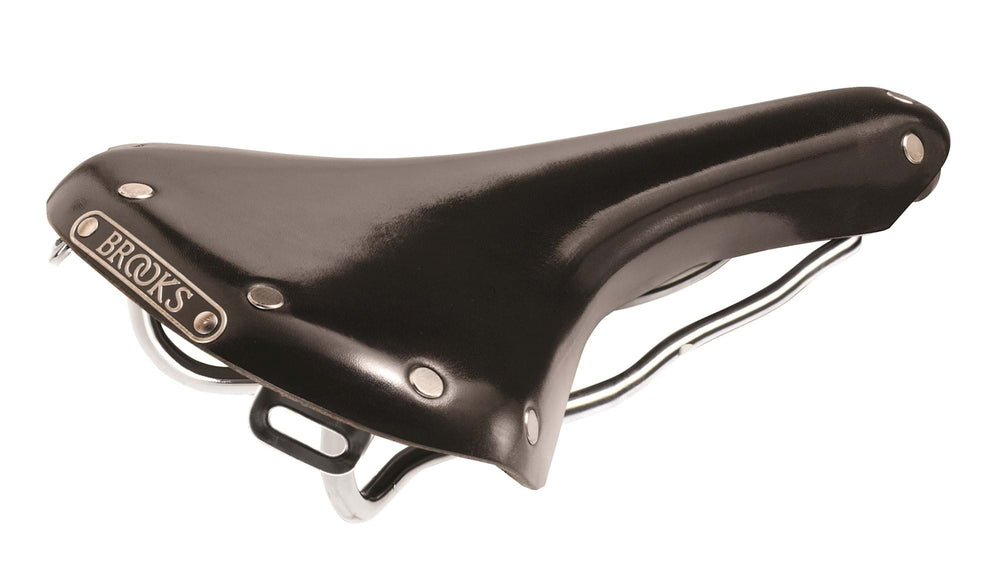 Sort Brooks B15 Swallow sadel med klassisk design, perfekt til cykling og komfortabel kørsel.